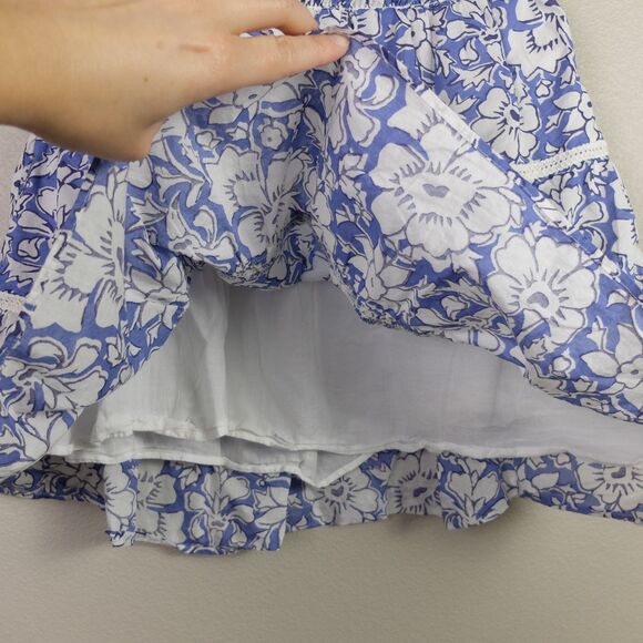 J Crew Blue and White Floral Tiered Cotton Mini Skirt Size Small - Picture 2 of 5
